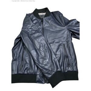 Calvin Klein Mens Faux Leather Bomber Jacket Full Zip Size M